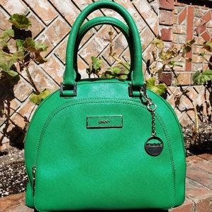 DKNY saffiano leather green bowler bag